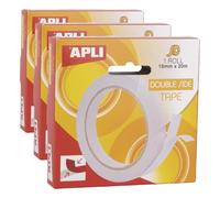 APLI 17723 - Cinta adhesiva doble cara 15 mm x 20 m (Paquete de 3)