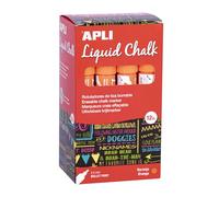 APLI 18037 - Rotuladores de Tiza Borrable, 5,5 mm, Liquid Chalk Punta Redonda, Naranja