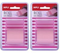 APLI 18192-Rollo dispensador de nota adhesiva 50 mm x 8 m color rosa pastel (Paquete de 2)
