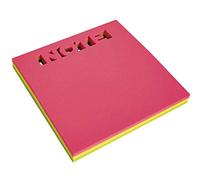 APLI 18336 - Notas adhesivas troquelado NOTE de 75 x 75 mm, bloc de 75 hojas en 3 colores surtidos fluorescentes