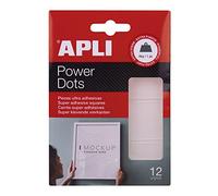 APLI - 18779 - APLI Power Dots- Piezas ultra adhesivas de doble cara- puntos para fijar sin clavos ni agujeros- Adhesivo removible- Resistentes hasta 4 kg por pieza