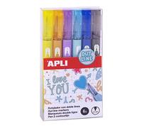 APLI 18931 - Pack de 6 rotuladores Out Line de doble línea - Interior metalizado y borde de color del rotulador