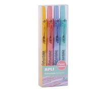 APLI Subrayadores retráctiles 18933 – punta biselada – colores pastel – Pack de 4