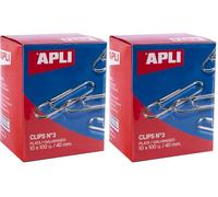 APLI 18992 - Pack de clips galvanizados nº3 40 mm - 1000 u. (Paquete de 2)