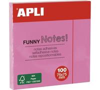 APLI 19082 - Notas adhesivas FUNNY 75 x 75 mm - Bloc de 100 hojas color ROSA pastel (Paquete de 5)