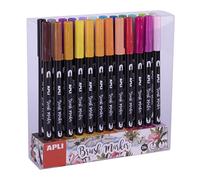APLI Rotuladores acuarelables 19193 – Maxi pack 24 colores surtidos, doble punta (1 mm / 1-4 mm)