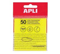 Apli Notas adhesivas transparentes 75 x 75 mm de color amarillo