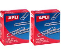 APLI 19659 - pack de clips galvanizados nº2 32 mm - 1000 unidades. (Paquete de 2)