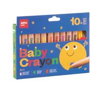 APLI 20636 - Baby Crayons, 10 Colores Gruesos Tipo Cera con Sacapuntas