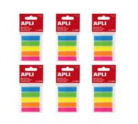 APLI 20888 - Pack de 6 Sets de Índices Adhesivos Film 45 x 12 mm Colores Flúor - 750 Índices