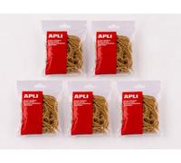 APLI 20903 - Gomas Elásticas Ø 60 x 2 mm de Caucho Natural - 500 g, Pack de 5 Bolsas, Resistentes y Reutilizables