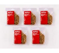 APLI 20905 - Gomas Elásticas Ø 120 x 2 mm de Caucho Natural - 500 g, Pack de 5 Bolsas, Resistentes y Reutilizables
