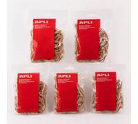 APLI 20906 - Gomas Elásticas Ø 100 x 5 mm de Caucho Natural - 500 g, Pack de 5 Bolsas, Resistentes y Reutilizables