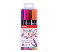 APLI Rotuladores acuarelables pack de 12 – doble punta (pincel 1-4 mm y redonda 1 mm) colores surtidos