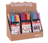 Apli coloring brush markers - expositor con 8 packs surtidos - doble p