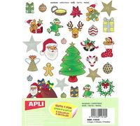 APLI Kids 11618 - Bolsa de gomets navidad, 3 hojas adhesivo removible