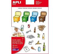 APLI Kids 12788 Blíster Gomets Temáticos Reciclaje, 12 Hojas X 12788