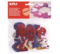 APLI Kids 13486 - Bolsa formas EVA adhesiva purpurina metal formas números color, 50 uds