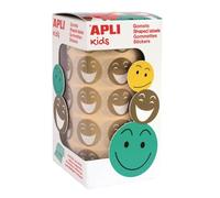 APLI Kids 14374 - Gomets autoadhesivo smile oro cara feliz, en rollo de 900 pegatinas en total