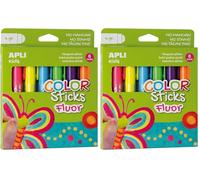 APLI Kids 14404 - Color Sticks Fluor - Témperas sólidas para niños, 6 u. (Paquete de 2)