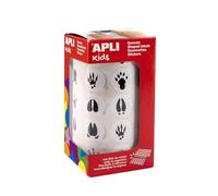APLI Kids 19715 - Rollo de gomets con temática huellas de animales, pegatinas con adhesivo permanente,900 stickers de huellas de animales, ideal para escuelas/guarderías o talleres infantiles.