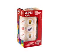 APLI Kids 19716 - Rollo de gomets con temática de las hortalizas, pegatinas con adhesivo permanente,900 stickers de hortalizas, ideal para escuelas/guarderías o talleres infantiles.