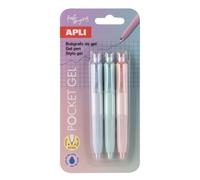 Apli pocket gel blister de 3 mini boligrafos de tinta gel retractiles