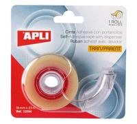 Apli porta cinta home con cinta adhesiva transparente - 19mm x 33m - facil de usar y transportar - ideal para el hogar y la oficina - transparente