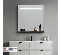 Aplike Espejo Baño LED Santorini varias medidas - Rectangular, Con Repisa, Marco Negro, Luz Neutra 4000K 100 x 80 cm