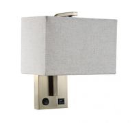 Aplique 1xe27 y puerto usb agatha cuero/pant.beis 27x25x15cm con inte