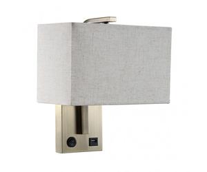Aplique 1xe27 y puerto usb agatha cuero/pant.beis 27x25x15cm con inte