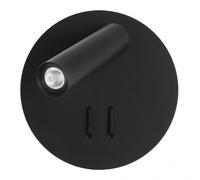 Aplique 2+6w 4000k manet redondo negro 130lm doble encendido 14x14x12