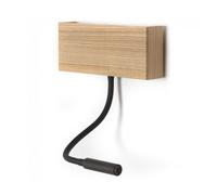 Aplique con lector led ravel (5w+3w) aluminio - madera nórdico 9,50 x 4,60 10 cm