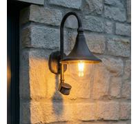 Aplique de exterior Lindby Daphne, negro antiguo, sensor, E27