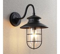 Aplique de exterior Lindby Kyan, altura 40 cm, negra, IP44, E27