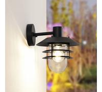 Lindby Lámpara de pared exterior Meliora en Negro hecho Metal (1 llama, E27) lámparas para aplique lámpara LED exterior/fachada vivienda