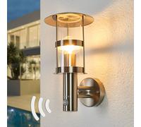 Aplique de exterior Lindby Noemi, con sensor, gris, acero inoxidable, 34 cm