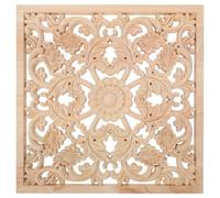 Aplique de Madera Tallada Francesa Vintage Cuadrado Hueco para Gabinete | Madera sin Pintar, Veta Natural Visible, Instalación Sencilla Modular, para Salón y Paredes de Acento