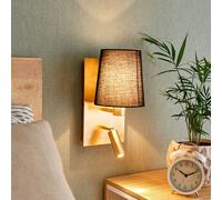 Aplique de pared Aiden de Lindby, 30 cm, negro, dorado, brazo de lectura LED