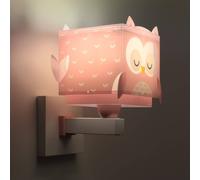Aplique de pared Dalber Little Owl con enchufe, rosa