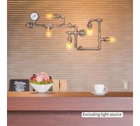 Aplique de pared de 95x44 cm - Estilo industrial - Diseño de tubería de agua dorada - 5 puntos de luz - Hierro