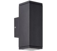 Aplique de pared exterior, BRILLIANT HALLY, metal y vidrio, color antracita, bombillas LED GU10, 2 x 10 W, IP44