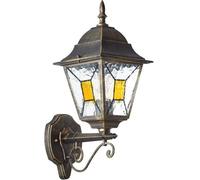 Aplique de pared exterior, BRILLIANT JANEL, metal, vidrio, color y dorado, IP44, dimensiones 44,5 x 25,5 x 18 cm, 60W