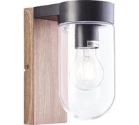 Aplique de pared exterior CABAR BRILLIANT, madera oscura/metal /vidrio, casquillo E27, 1x40W, IP44, dimensiones: 21 cm de alto x 16 cm de profundidad x 10 cm de largo