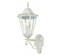Aplique de pared exterior, color blanco, aluminio/vidrio, IP44, altura 50,5 cm, casquillo E27, estilo rústico