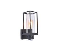 Aplique de pared exterior flair lutec de vidrio negro y de aluminio compatible con casquillo e27 ip44