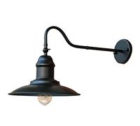 Aplique de Pared Exterior Impermeable de Hierro Forjado Industrial, con Pantalla en Forma de Tapa de Olla, Luminaria de Montaje Exterior, Acabado Negro/Bronce, para Entradas de Porches./Negro