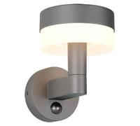 Aplique de pared exterior LED, con sensor de movimiento, aluminio, color antracita, altura 22,5 cm
