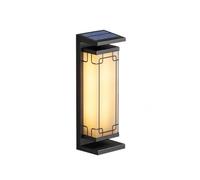 Aplique de Pared Exterior Solar Moderno Led,O Inoxidable Negro Y Cristal, Lámpara Vertical Ip65, Resistente a la Corrosión, Encendido/Apagado Automático, Luminaria Exterior para Jardín, Patio, Porche,