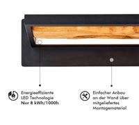 Aplique de pared LED Brilliant, madera, 35 cm, negro/madera, aluminio/metal/madera. Lámpara de pared LED interior, madera, decoración para el dormitorio. Aplique de pared Brilliant, lámpara para el do